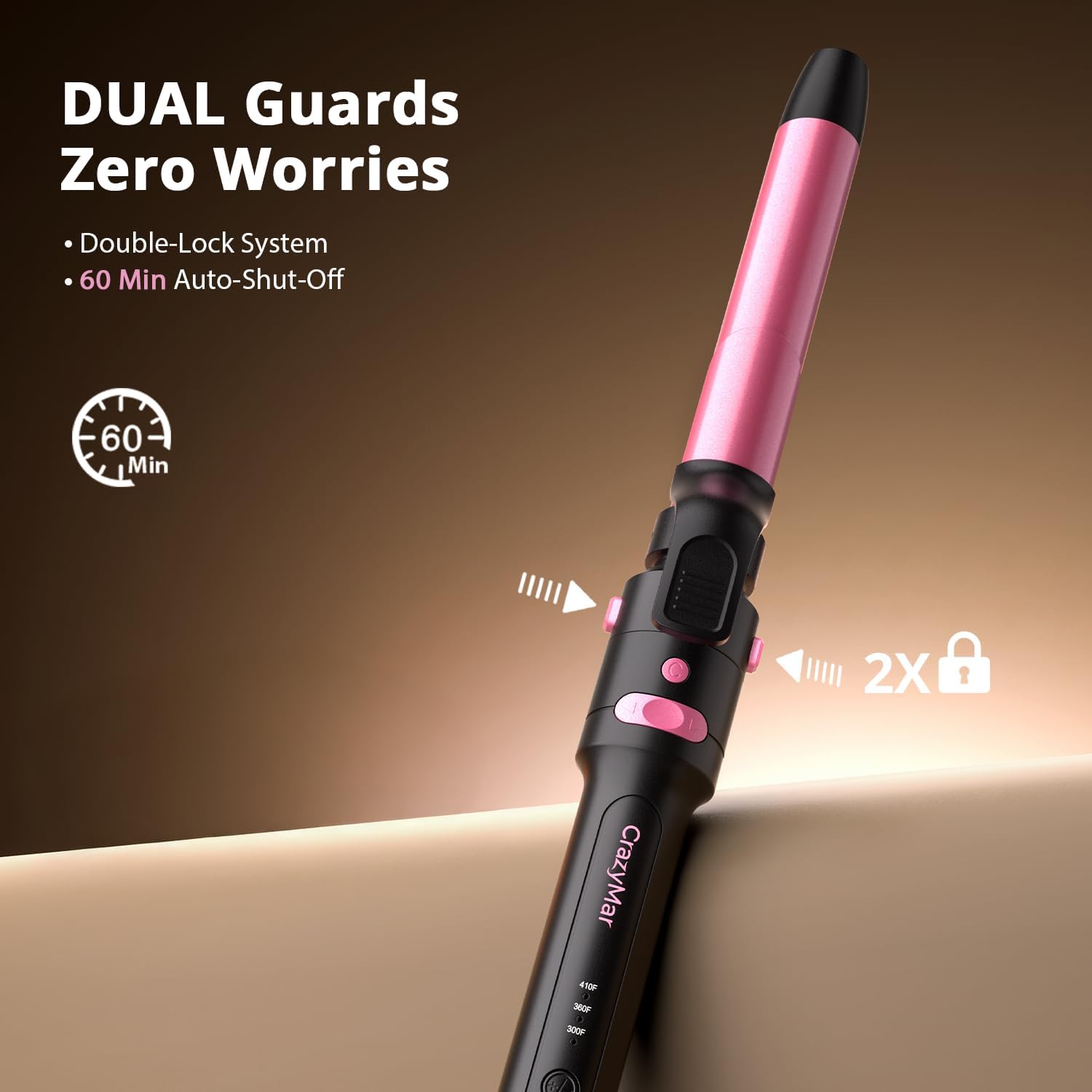 5 in 1 Automatic Rotating Curling Iron Set, CrazyMar Curling Wand Set - 5 Barrels (3/4,1,1/4 Inch) Dual Voltage Curling Wand for Professional Hair Styling, Travel, Ceramic Coating (Black)