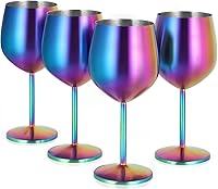 Vista 20 de Lifecapido Copas de Vino de Acero Inoxidable, Copas de Vino con Tallo de Acero Inoxidable de 18 oz, Copas de Vino de Metal con Tallo con Cepillo