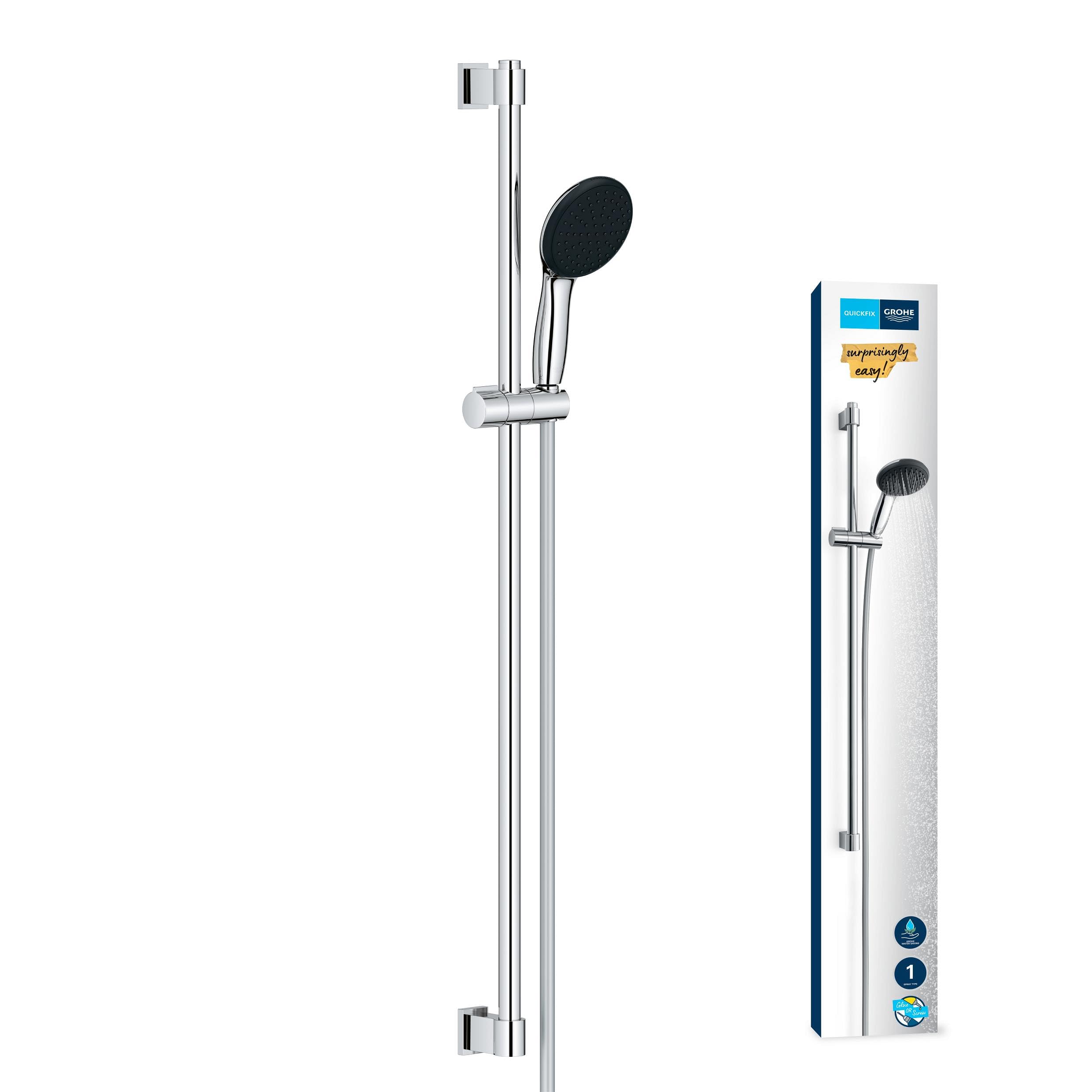 Shower Set With 1 Jet Showerhead, 90Cm Bar And Flexible Hose - Grohe Vitalio Start 110 26953001 - Water-Saving - Chrome 4005176767890