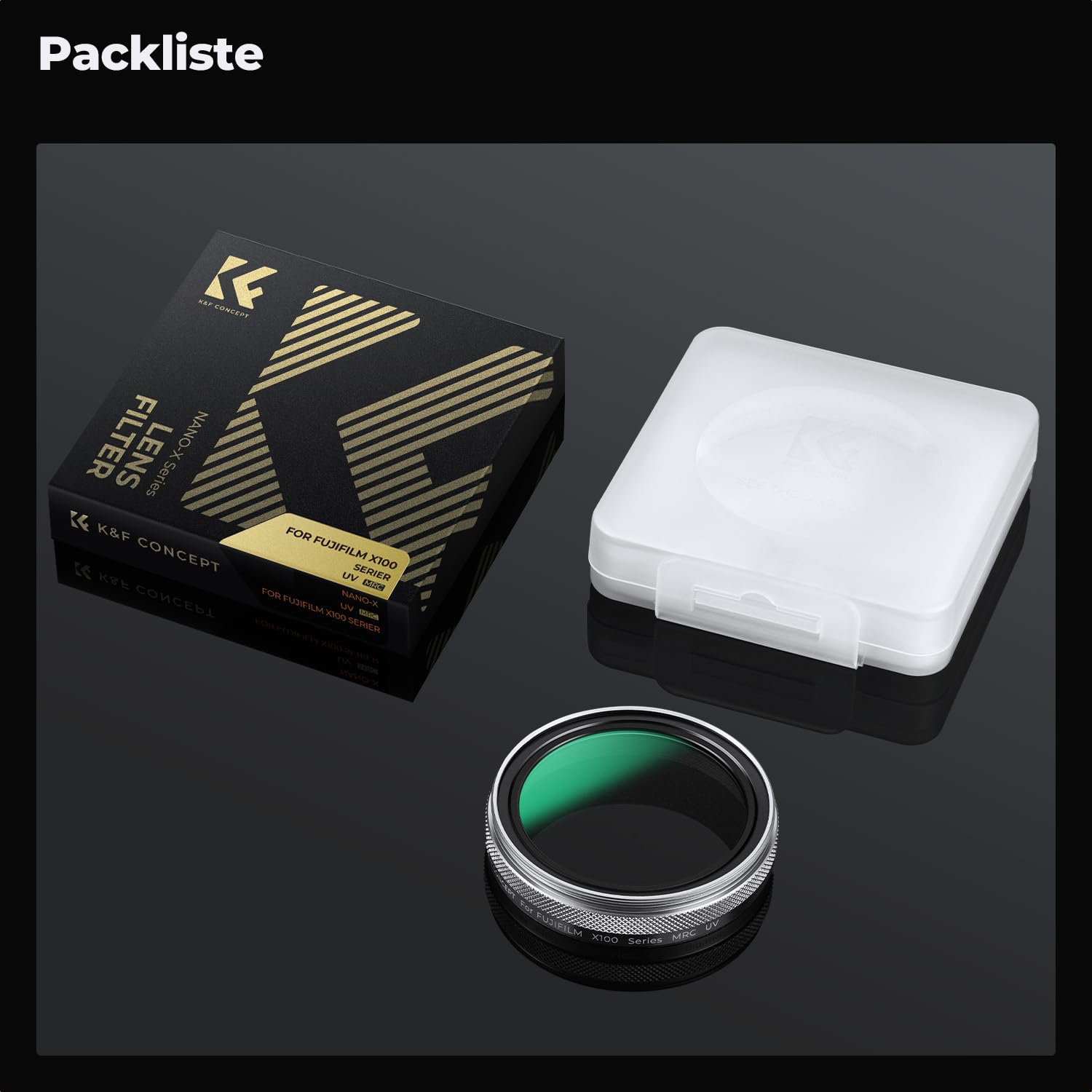 K&F CONCEPT UV Filter Kompatibel mit Fujifilm Kamera X100-Serie,Schutzfilter Kompatibel mit Fujifilm Kamera X100/X100F/X100S/X100T/X100V/X100VI-Silber
