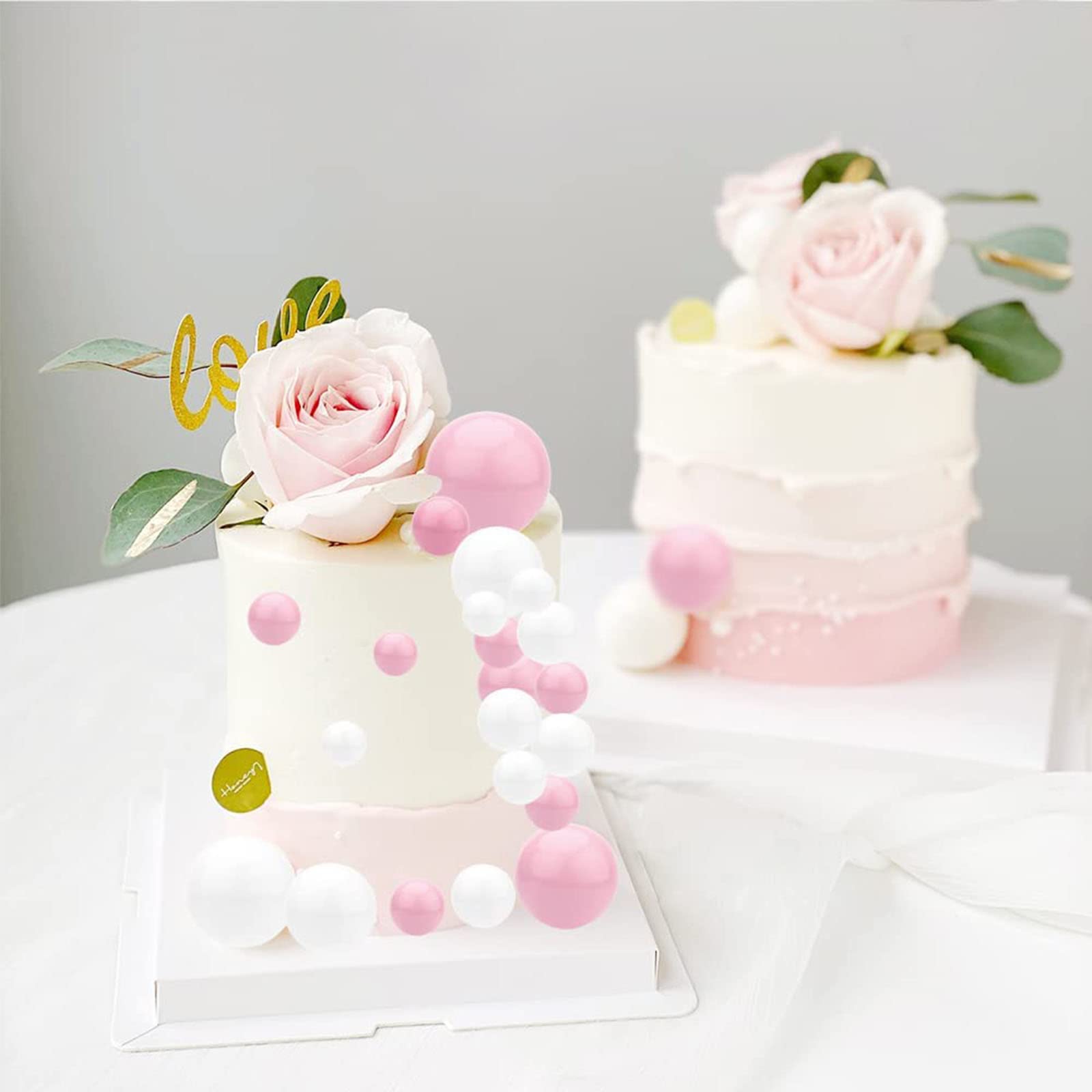 46 Stück Tortendeko-Kugeln In Gold, Rosa & Weiß – Kuchen-Deko Für Hochzeit, Geburtstag & Babyparty