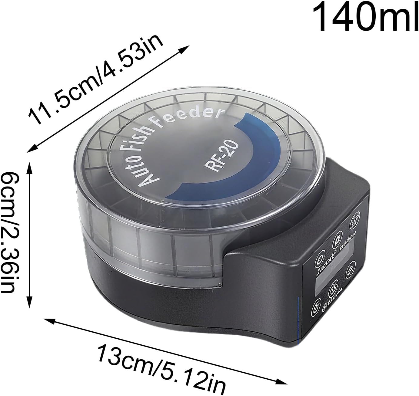 Automatic Fish Feeder - 140ml Portion Control Feeder, Six-Level Timer Dispenser, Compact Aquarium Feeding Device, Durable Aquatic Equipment | Fish Tank for Desktop Home Office Turtle Frog Axolotl Feed