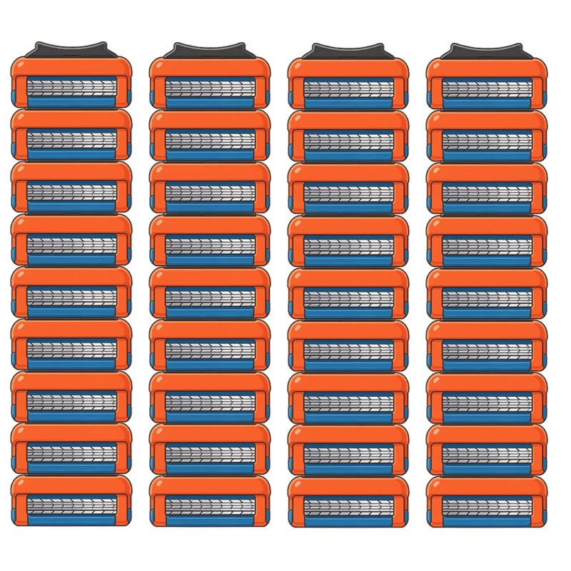 36 Count Razor Blades for GL-Fusion-5-Style Men Razors, Orange-Slate
