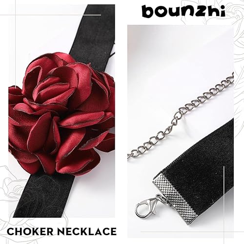 Miniatura 2 de Bounzhi Gargantilla de terciopelo con rosas góticas, collar negro, collar de muñeca y flores, elegante para mujer