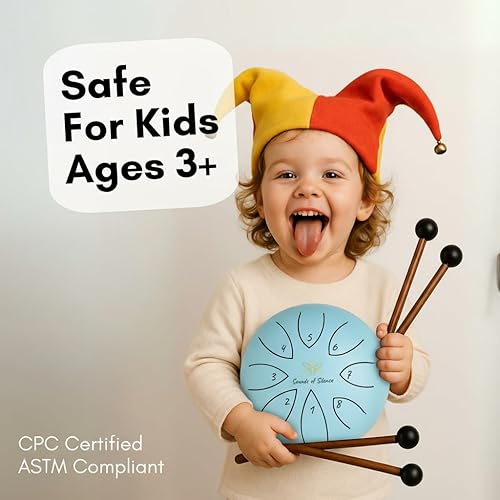 Miniatura 8 de Tambor de lengua de acero, 6 pulgadas, 8 notas, instrumento musical para adultos y niños con bolsa de hombro acolchada, canciones divertidas, libro