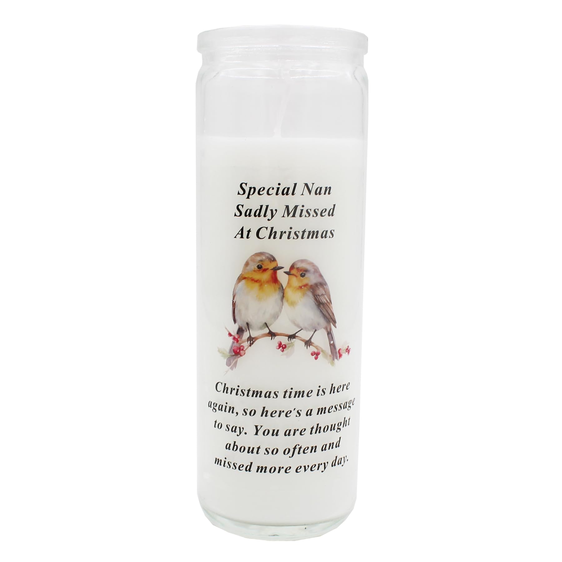 Widdle Gifts Special Nan 9657 Christmas Memorial Candle Robin Design On A 17.5Cm Glass Jar With Sentimental Wording (Special Nan 9657)