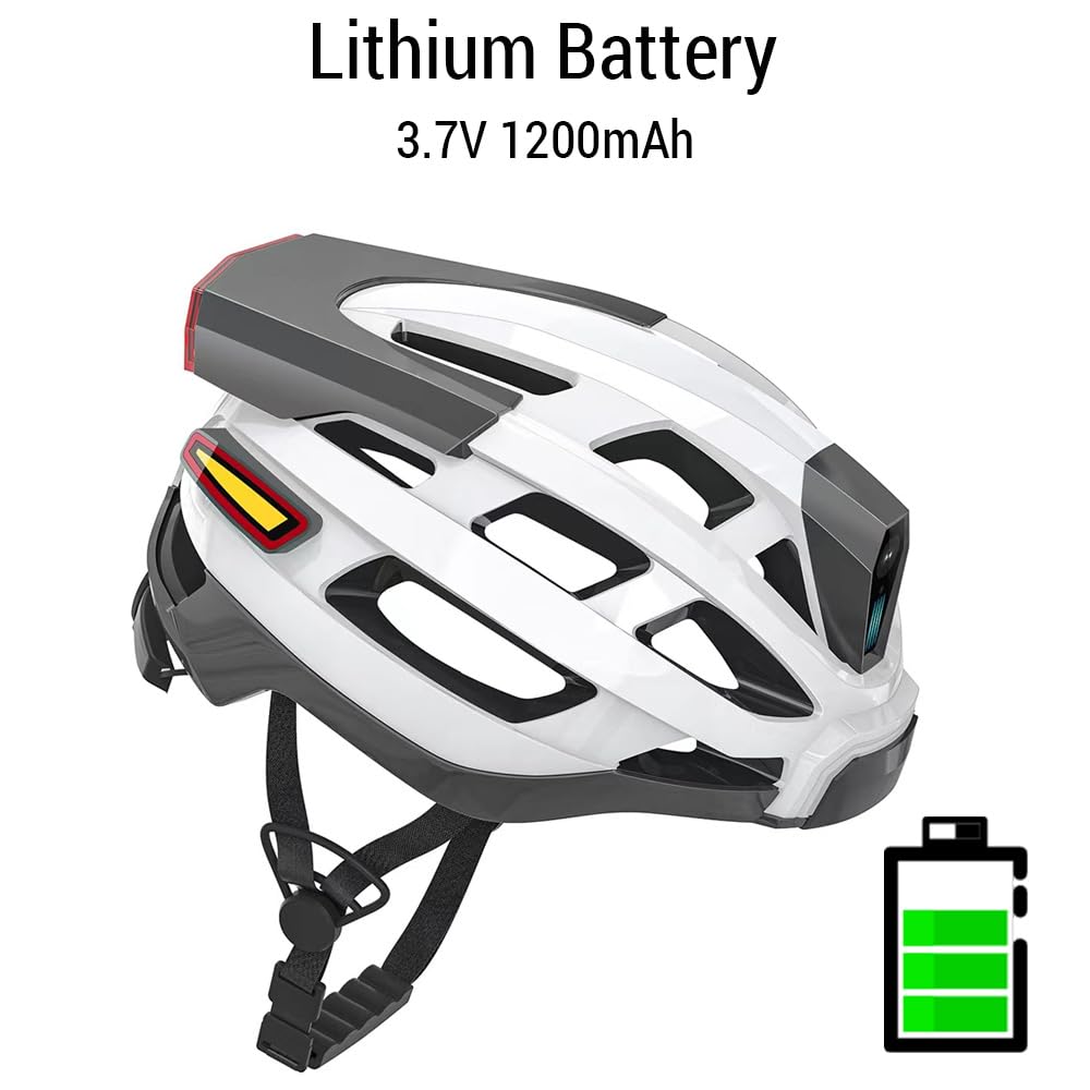Inteligentny kask rowerowy, inteligentny kask rowerowy, kask rowerowy dla kobiet i mężczyzn, z reflektorem, światłem tylnym, alarmem awaryjnym SOS i bezprzewodowymi słuchawkami, 3,7 V, 1200