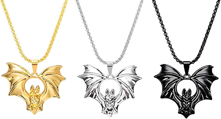 coadipress 2-3Pcs Halloween Bat Pendant Necklaces for Woman Man Gothic Vintage Crystal Bat Pendant Necklaces Punk Hip Hop Style Bat Animal Wing Necklaces Halloween Party Fashion Jewelry
