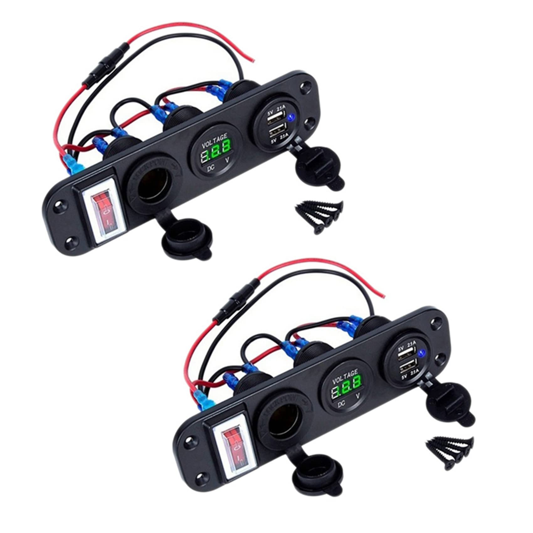 Cargador doble QC3.0 con voltímetro digital e interruptor inteligente 8