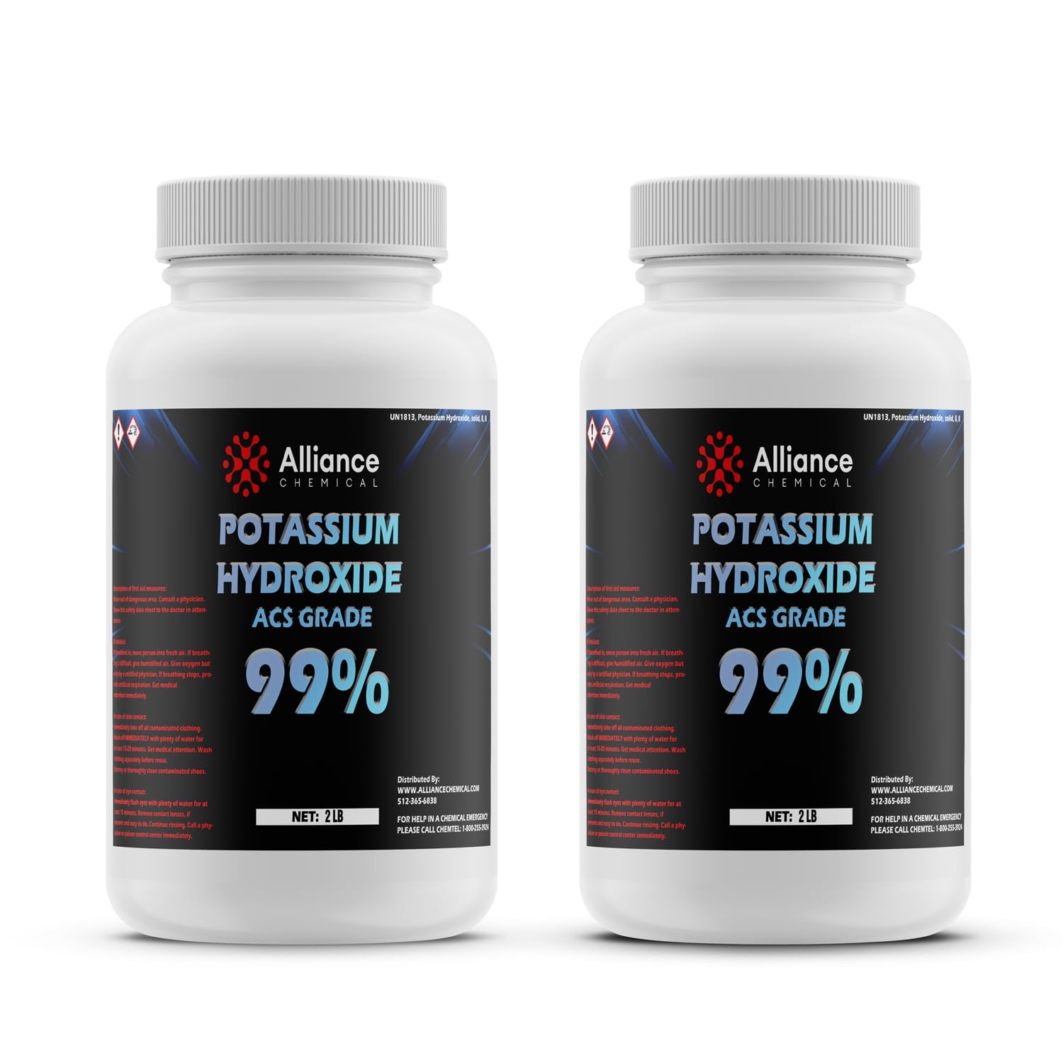 Potassium Hydroxide Flakes ACS Grade - 4 lbs (2 Pack) - Premium Alkali for Chemical Synthesis, Analytical Testing