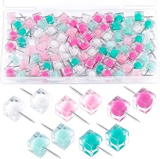 80PCS Clear Push Pins Cute Push Pins Decorative for Cork Board, Bulletin Board, Memo Board or Wall (White Pink Green)