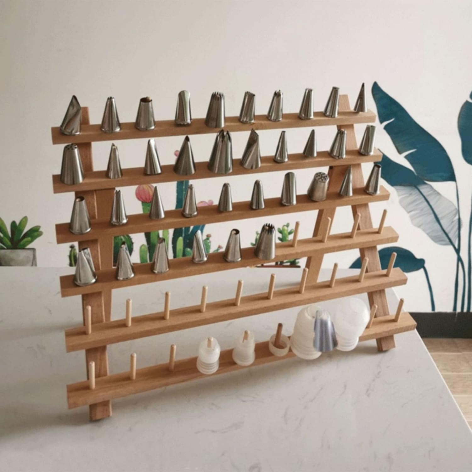 Foldable Lcing Frosting Nozzles Organizer Wood Piping Tips