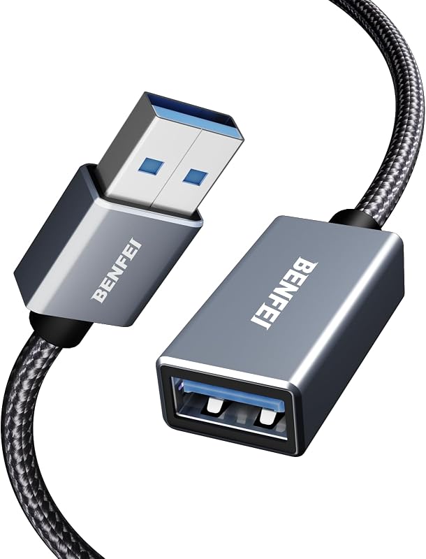 BENFEI Cable de extensión USB 3.0 de 1,5 pies, trenzado de nailon compatible con cámara web, cámara, teléfono, concentrador USB, ratón, teclado, impresora, disco duro, auriculares