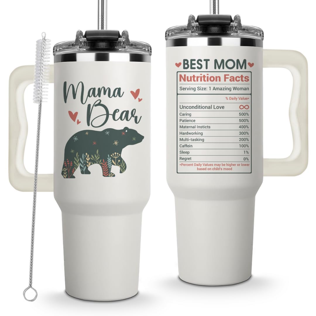 Vivulla68mama Bear Tumbler With Handle 40oz Mama Tumbler Mommy