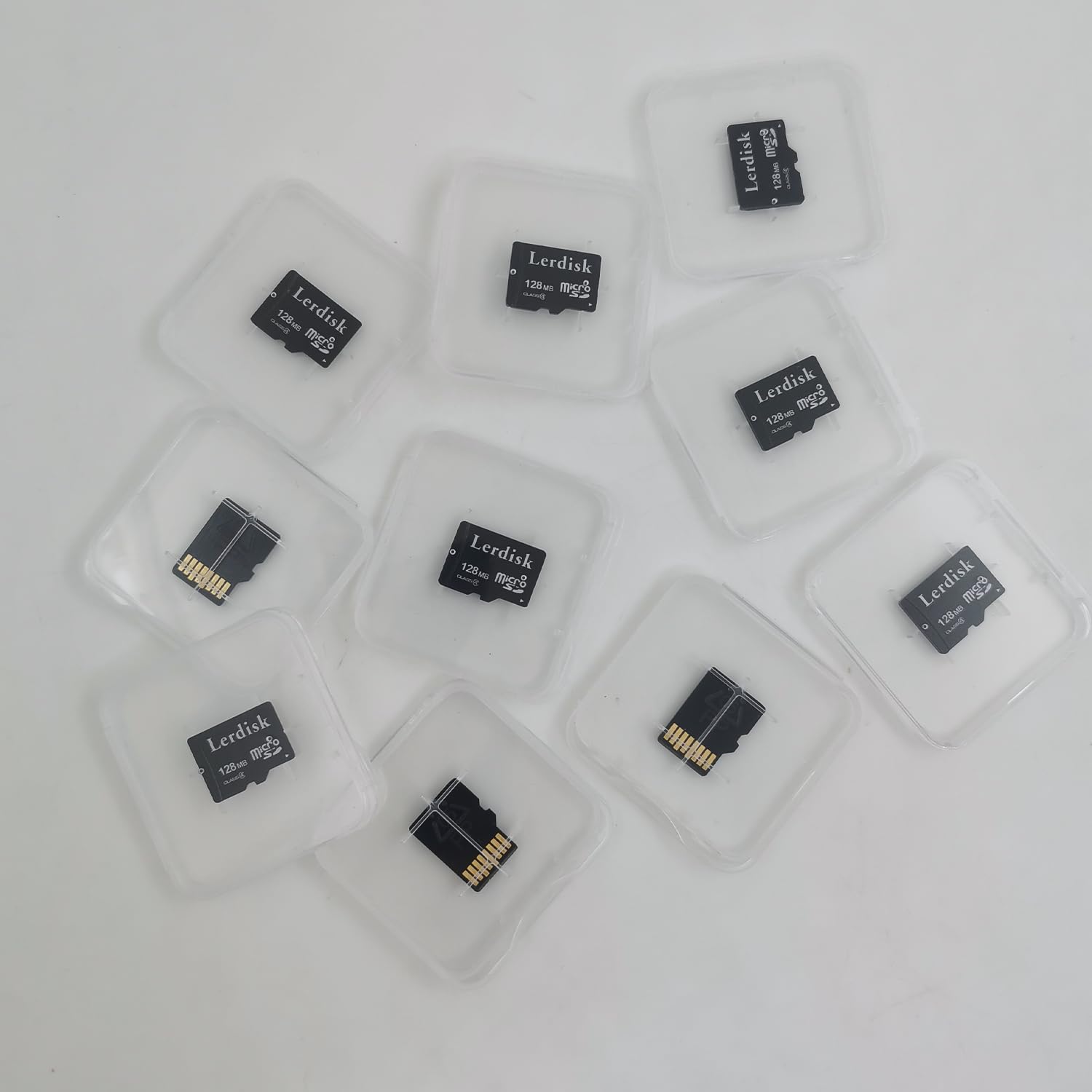 Factory - Scheda micro SD da 128 MB, confezione da 10 pollici, piccola capacità per piccoli file, non adatta per fotocamera, telefono (non GB, 1024 MB=1 GB)