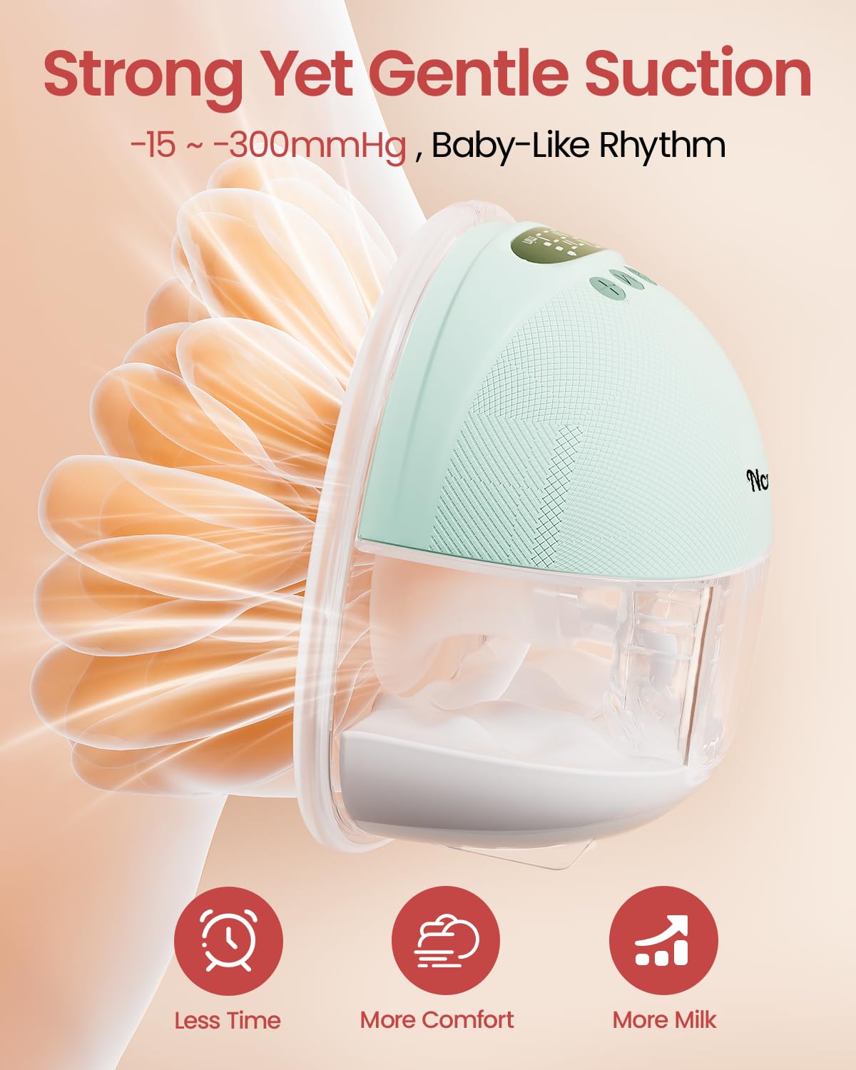 NCVI Tire-lait mains libres, tire-lait portable portable, 4 modes, 9 niveaux pour le travail, les voyages et la nuit avec écran LED, vert, 1 pièce