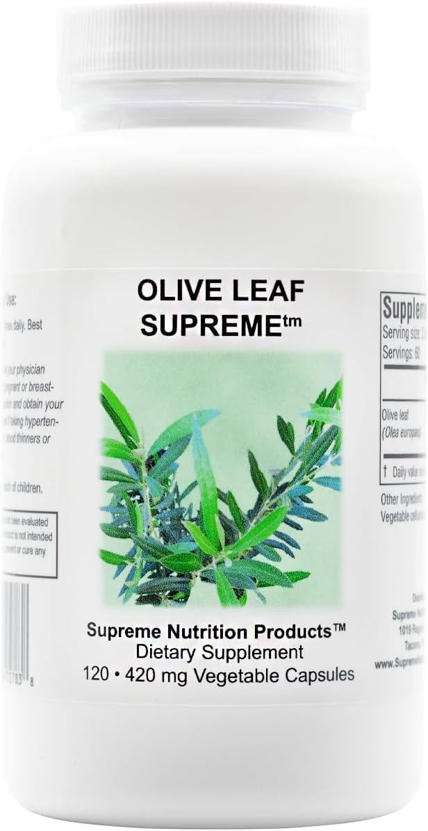 Supreme Nutrition Products Olive Leaf , 120 Pure 375 mg Capsules | 750 mg per Serving