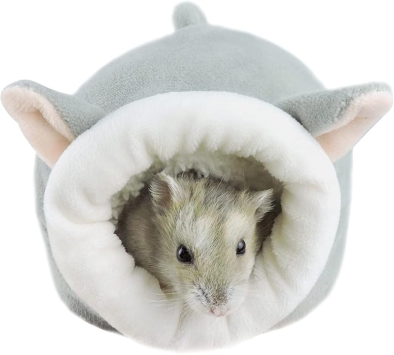 Cama para Hamsters e Pequenos Animais WishLotus de Veludo com Base Antiderrapante, Cinza
