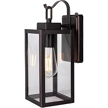 LIT-PaTH Outdoor Wall Light Fixture, Rustproof Metal Frame, Glass | Dusk to Dawn Large Exterior Porch Light Wall Sconce Lantern for House, Patio, Garage, Waterproof, E26 60W Max, Bronze, 1 Pack