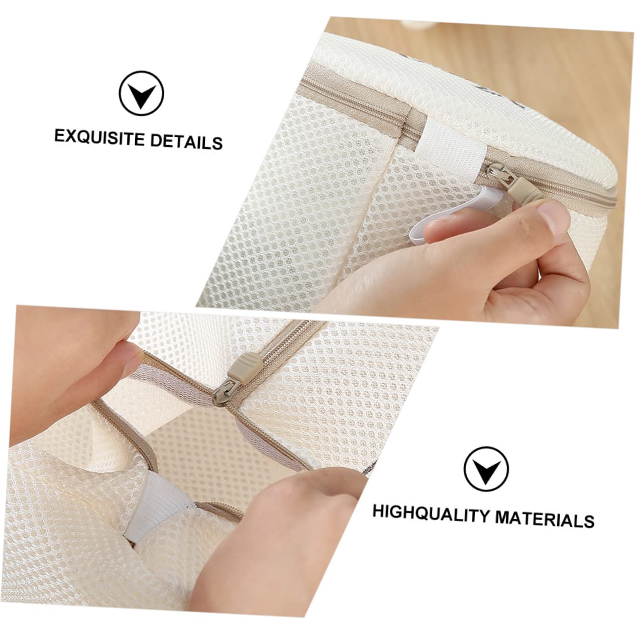Bolsa de Lavado de Malla de Poliéster Beige Cierre, Juego de 6 Piezas para Proteger Ropa Interior y Evitar Enredos y Daños Lavadora