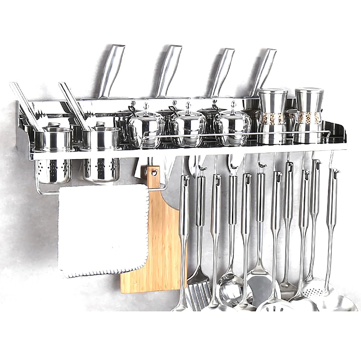 MYUYEE Wall Mounted Over Stove Spice Organizer Shelf, Multifunctional Kitchen Over Stove Spice Organizer Shelf, Stainless Steel Hanging Spice Rack Organizer,60Cm(70Cm)
