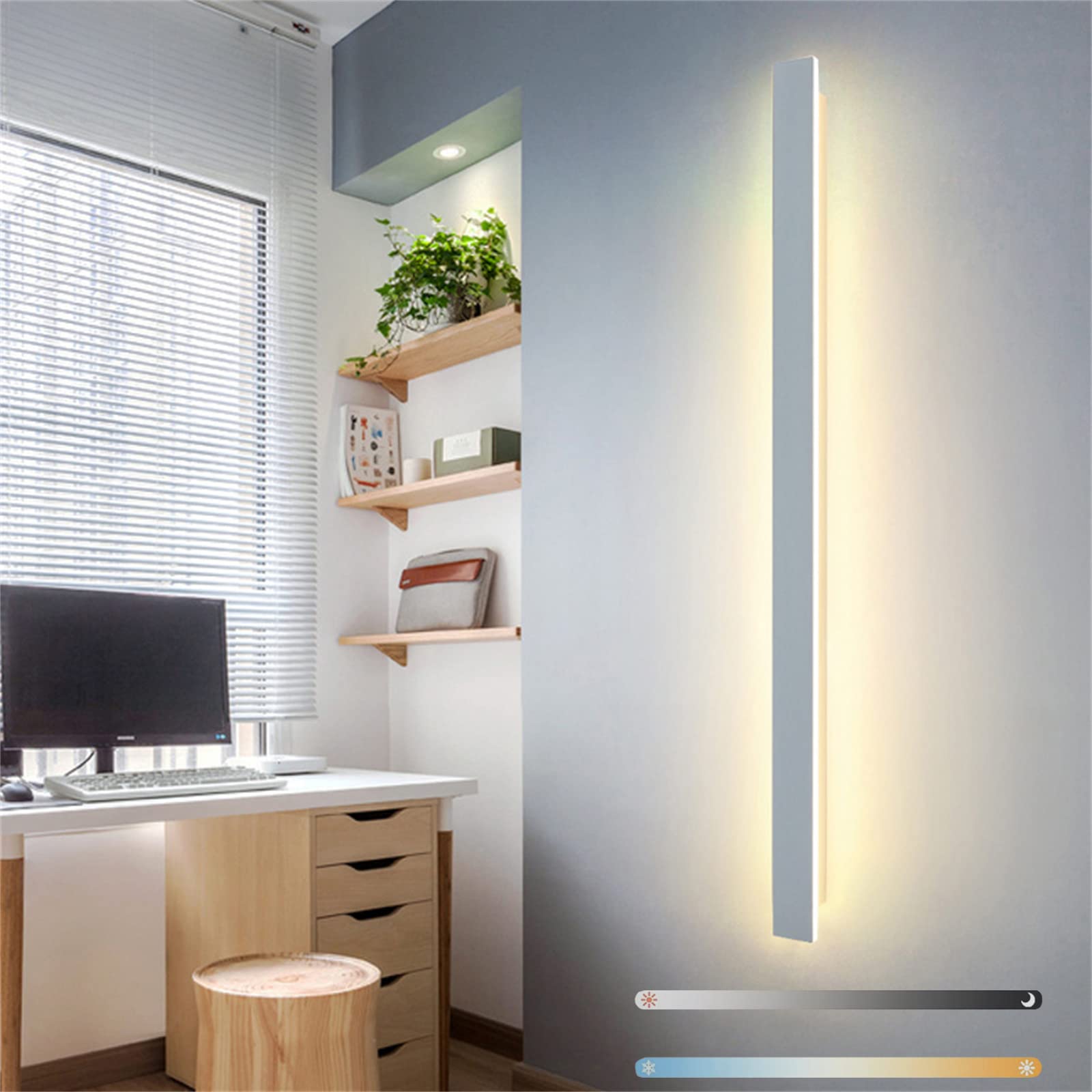 Lámpara de Pared Larga con Acabado Minimalista Blanco de 80CM 8