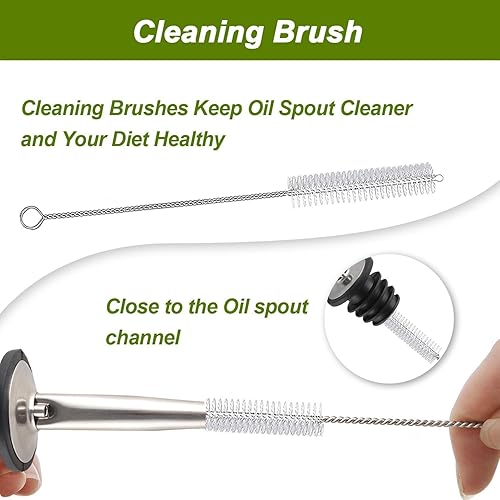 Miniatura 5 de MEIDAYAI - Botella dispensadora de aceite de oliva, 1 pieza, juego de dispensador de aceite y vinagre de vidrio verde con 2 vertedores de acero