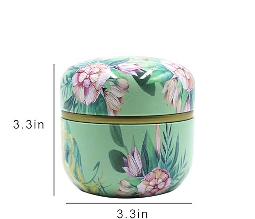 Miniatura 6 de Paquete de 2 mini recipientes de almacenamiento de té, latas de café, patrón de flores, contenedor de almacenamiento de alimentos para hierbas,