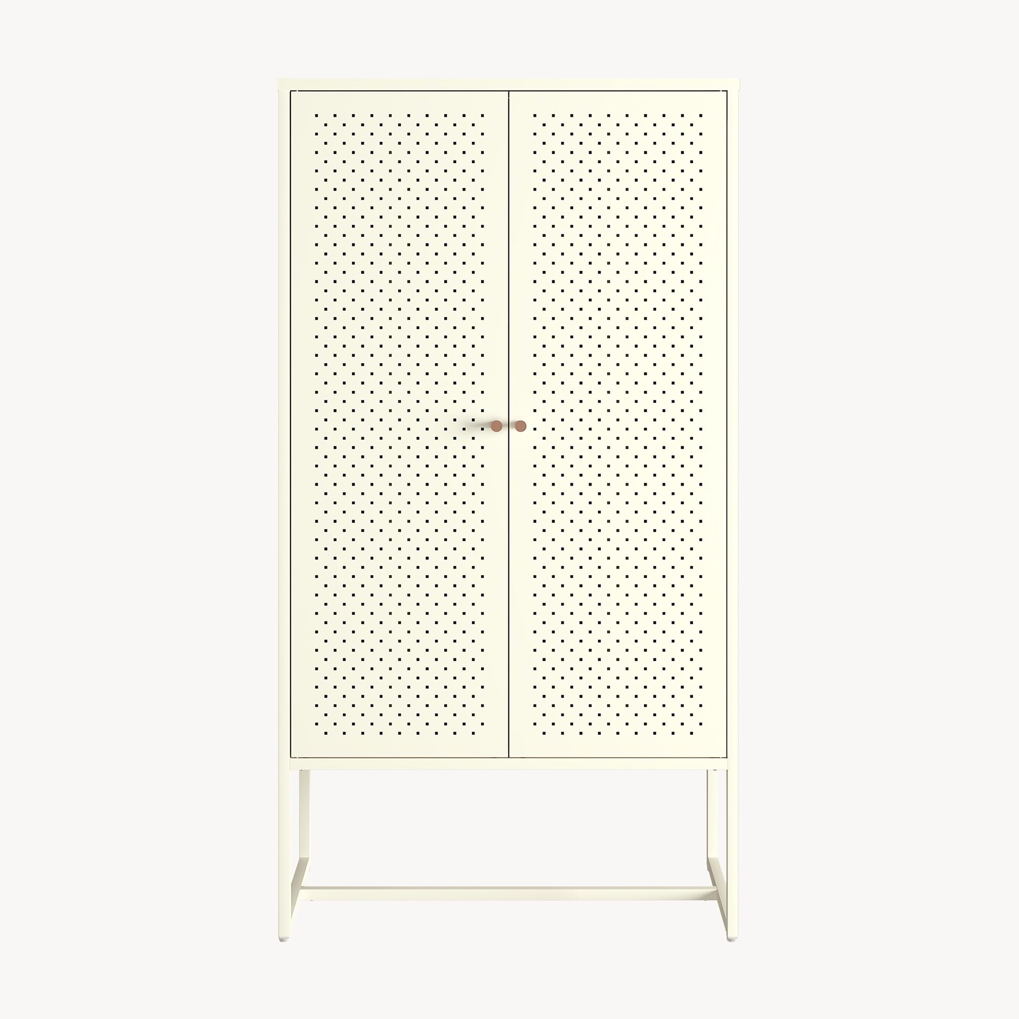 [en.casa] Wohnzimmerschrank Viitasaari Highboard mit 2 Türen Metallschrank aus Stahl 3 Fächer Büroschrank 150 x 80 x 40 cm Aufbewahrungsschrank Cremeweiß
