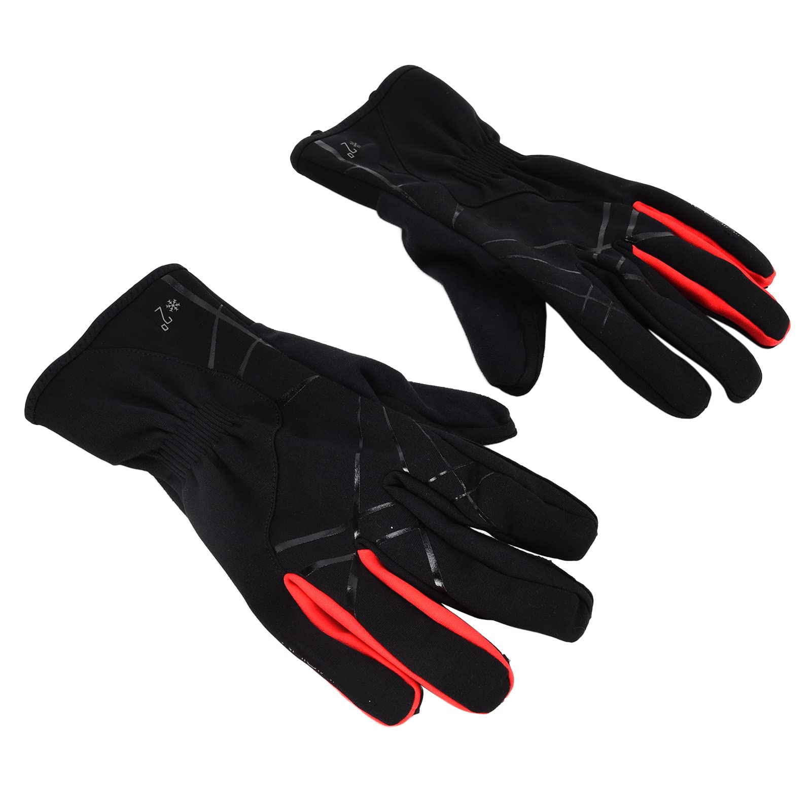 Guantes de Ciclismo de Invierno a Prueba de Viento Impermeables amortiguadores cálidos Negro Rojo 2 Pares