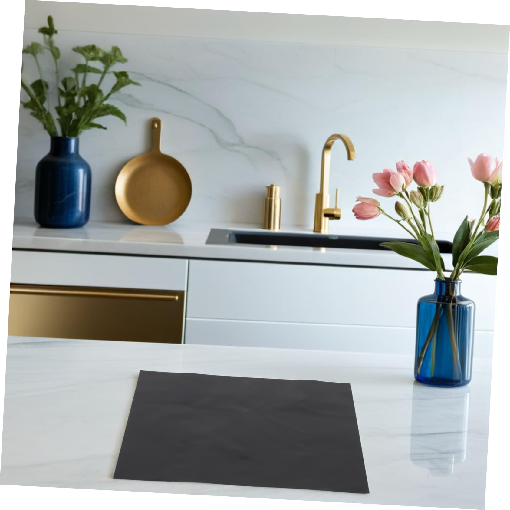 ABOOFAN 3 Piezas Estera de inducción Alfombra de Cocina de inducción Estera Protectora para Placa de Protector de Cocina electrica Fibra de Vidrio Negro