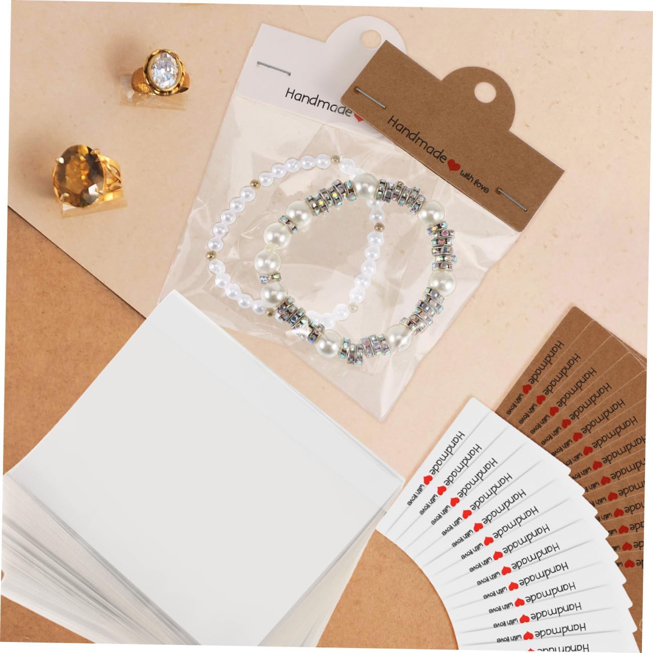 200pcs Kraft Paper Cards for Jewelry Packaging Display Bags Small Business Supplies Cardboard Pouches