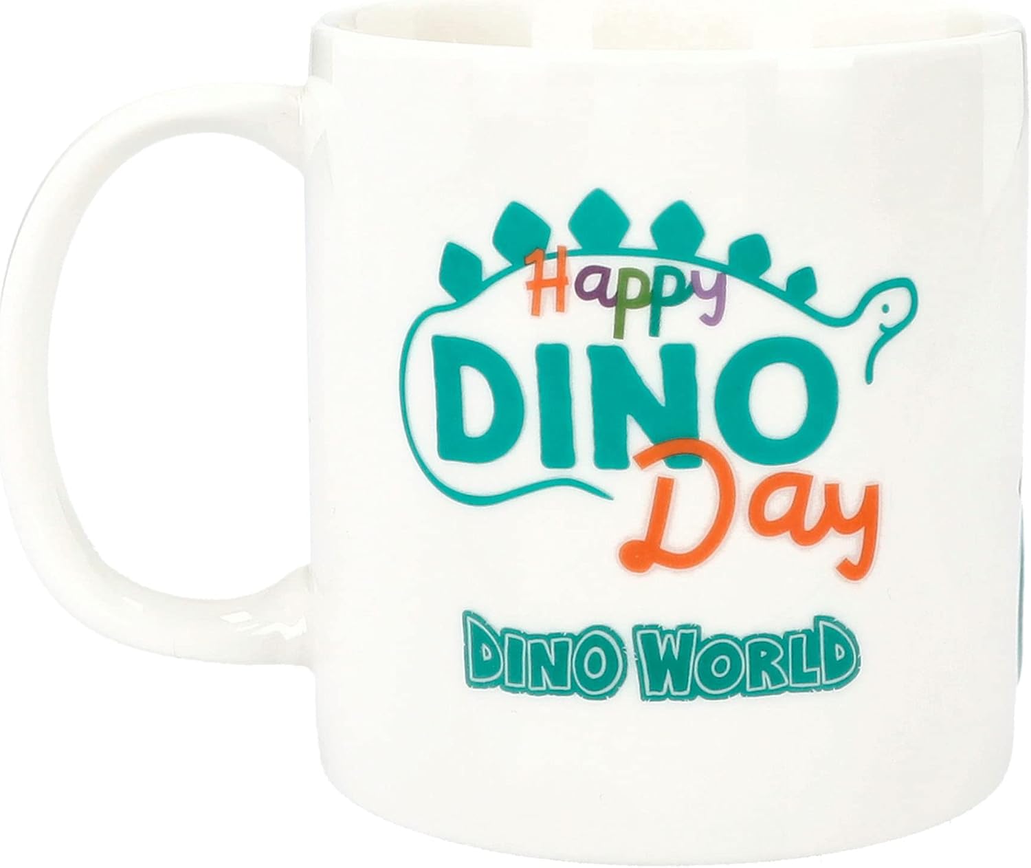 Depesche 12600 Dino World Mug in White with Dinosaur Print Porcelain Drinking Cup with Handle Capacity Approx. 250 ml