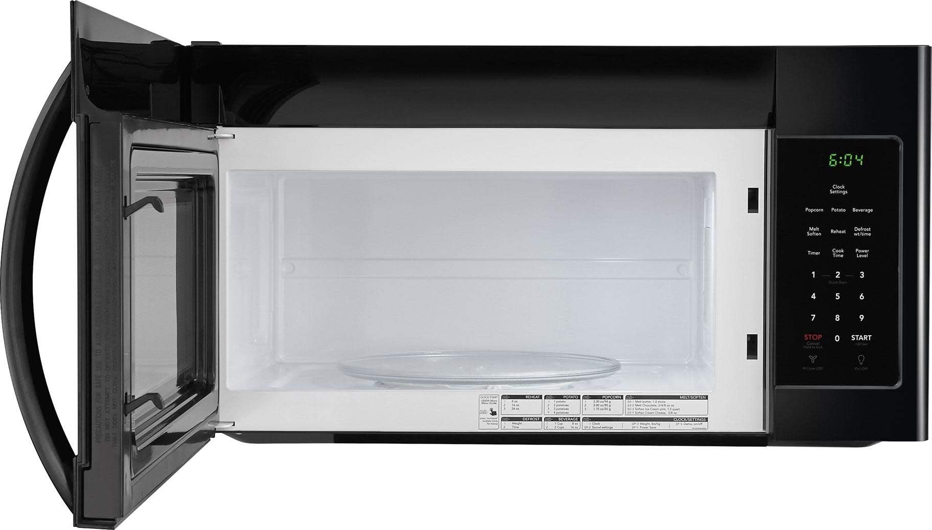 FRIGIDAIRE FFMV1645TB 30 inch Over the Range Microwave with 1.6 Cubic. ft. Capacity, LED Lighting, Multi-Stage Cooking Option, 12.5 inch Turntable, and 2 Speed Ventilation, in Black
