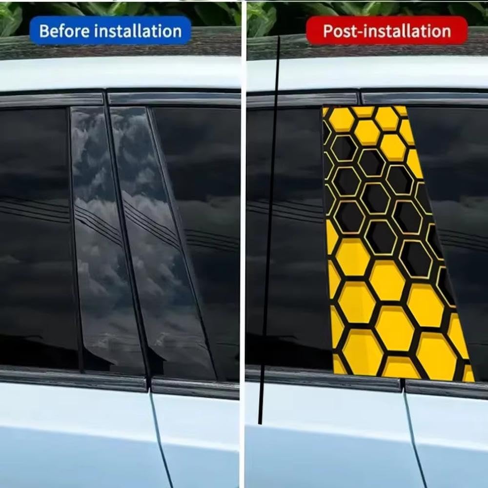 Parts Black Gold Honeycomb Car Mid-Pillar Sticker Bumper Sticker Wear Resistant