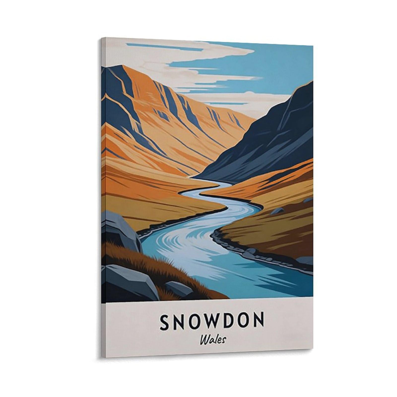 FJIWECWSQ Snowdon Wales Vintage Travel Posters 12x18inch(30x45cm) Canvas Wall Art Painting Prints
