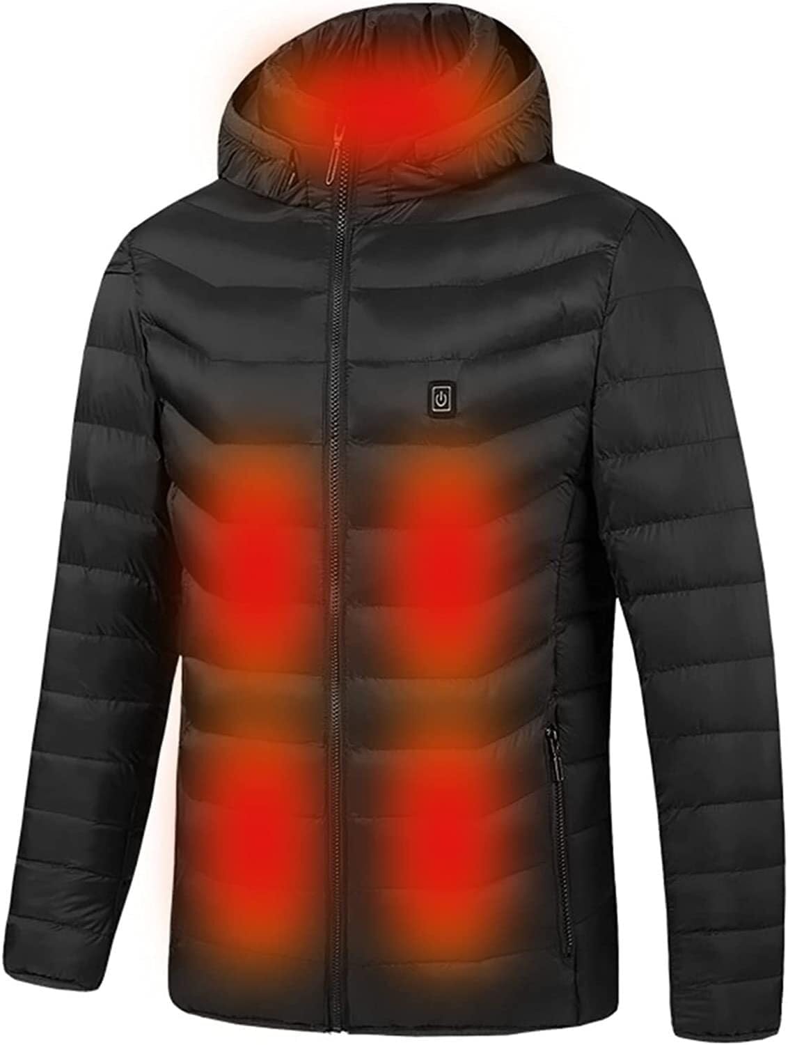 Heated Jacket, Rechargeable Winter Thermal Coat with Carbon Fiber Heating, 3 Heat Settings for Cold Weather Activities