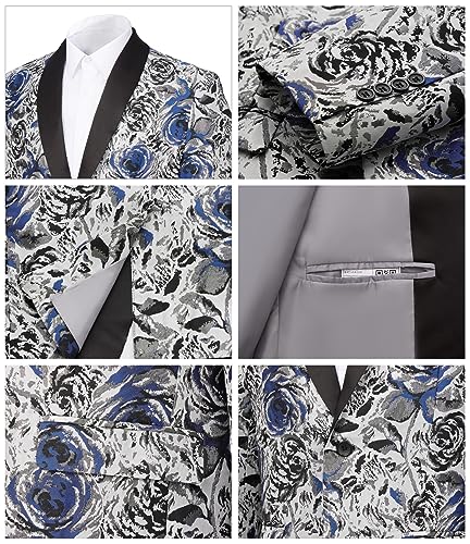 MAGE MALE Men's Floral Blazer Two Button Dress Party Suit Jacket Notched Lapel Slim Fit Stylish Top2
