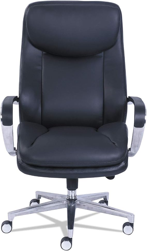 La-Z-Boy Commercial 2000 Big/Tall Executive Chair, Supports Up to 400 Lb, 20.5 to 23.5 Seat Height, Black Seat/Back, Silver Base