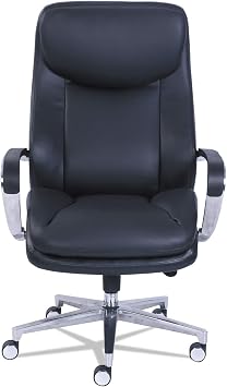 La-Z-Boy Commercial 2000 Big/Tall Executive Chair, Supports Up to 400 Lb, 20.5 to 23.5 Seat Height, Black Seat/Back, Silver Base
