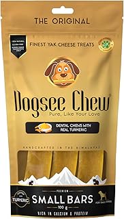 Dogsee Himalayan Yak Chews for Dogs - Small Turmeric Calming Dog Treats - Yak Milk Dog Chew - Long Lasting Cheese Bones for Dogs - Small (3 Pack)