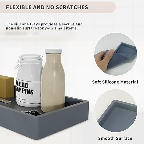 Miniatura 4 de Bandeja de silicona para encimera de baño, bandeja de tocador flexible inastillable, bandeja de fregadero de cocina para botellas de jabón, bandeja