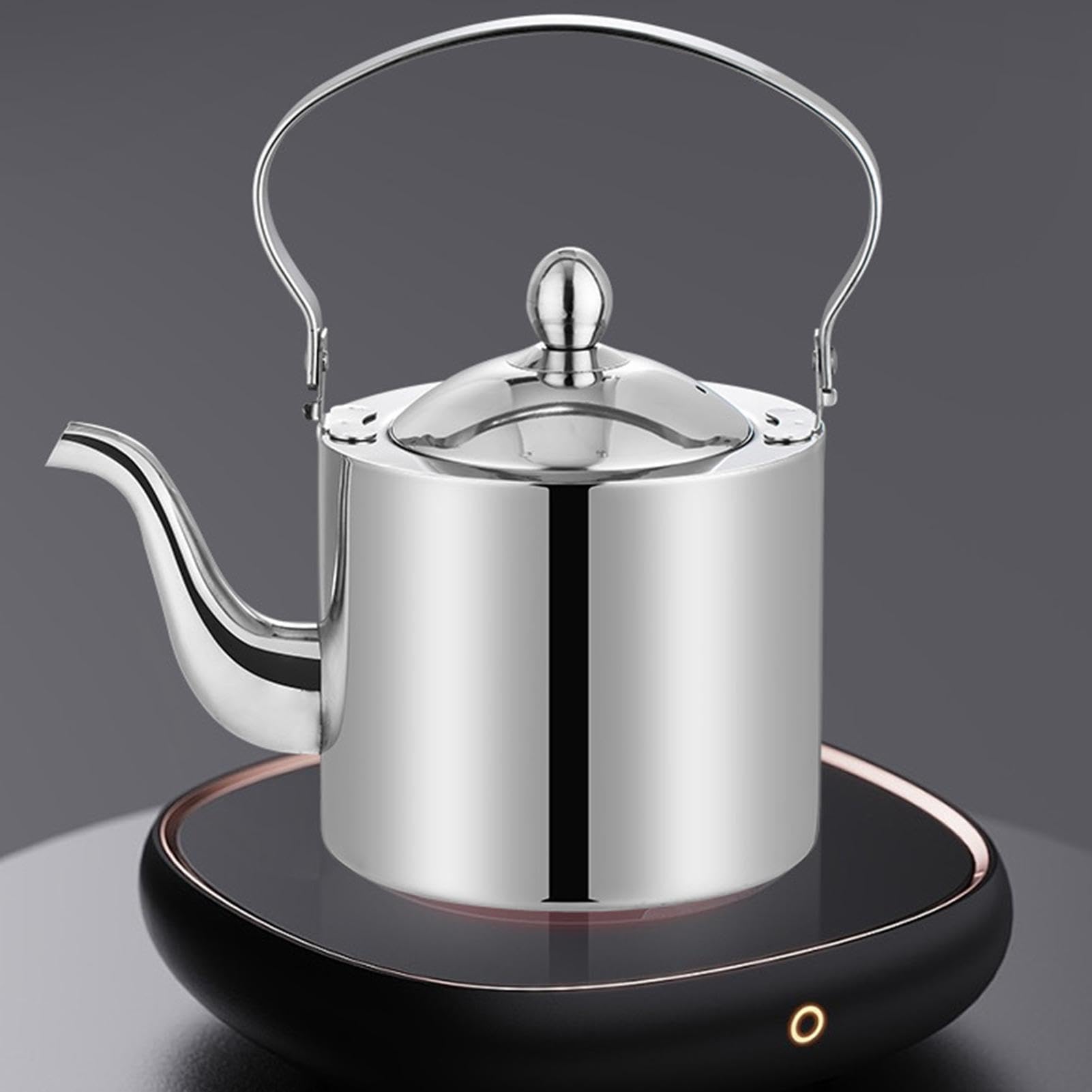 Bollitore in acciaio con filtro fine, beccuccio lungo, bollitore per tè e caffè, adatto per campeggio, viaggi, ufficio, casa, preparazione del caffè, bollitore