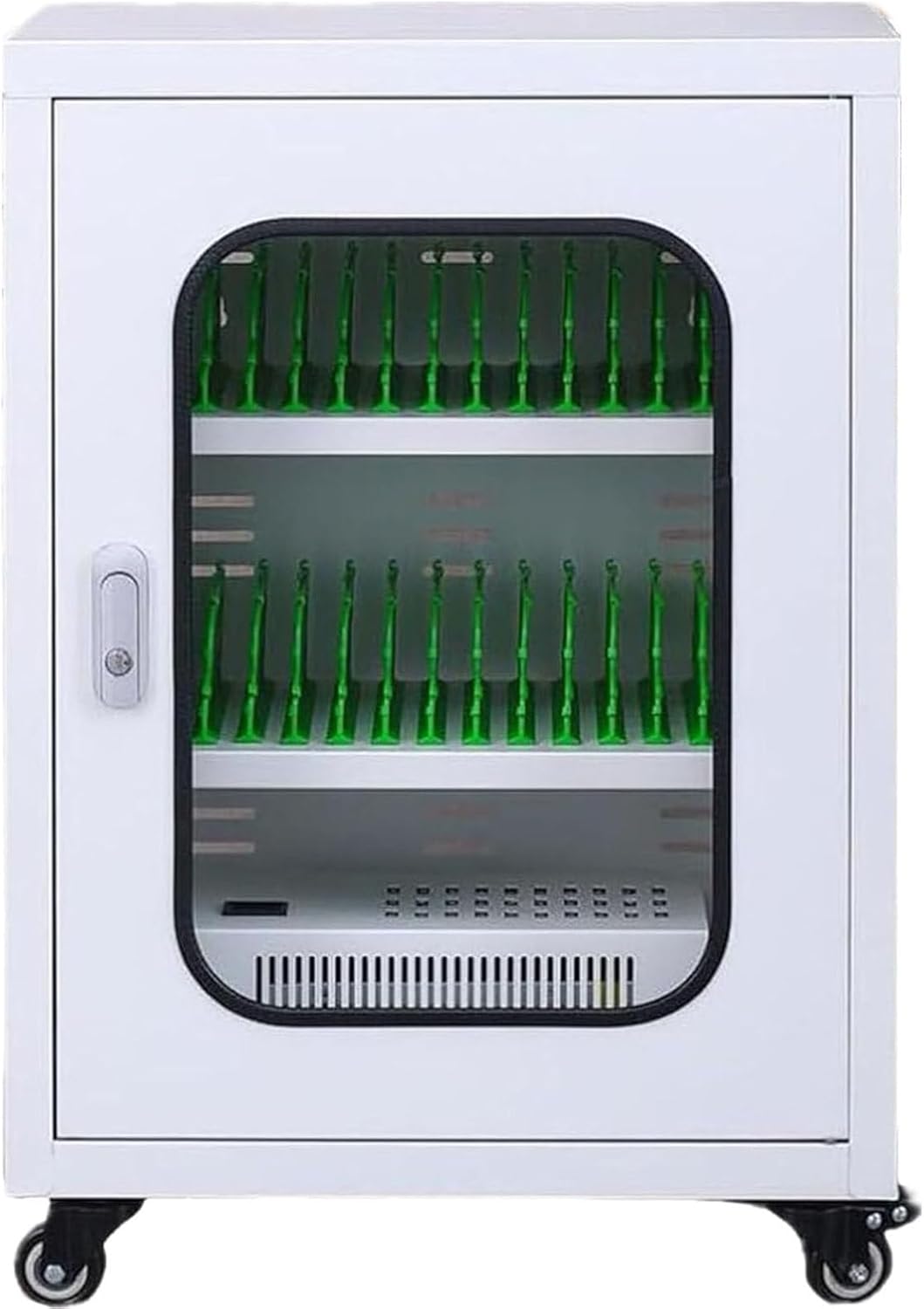 Cell Phone Locker Box for Classroom with Door Locks and Keys Clear Acrylic Jail Storage Cabinet，30-Slot Portable Mobile Phone Charging Cabinet, USB Locker Station for Students, Employees & T