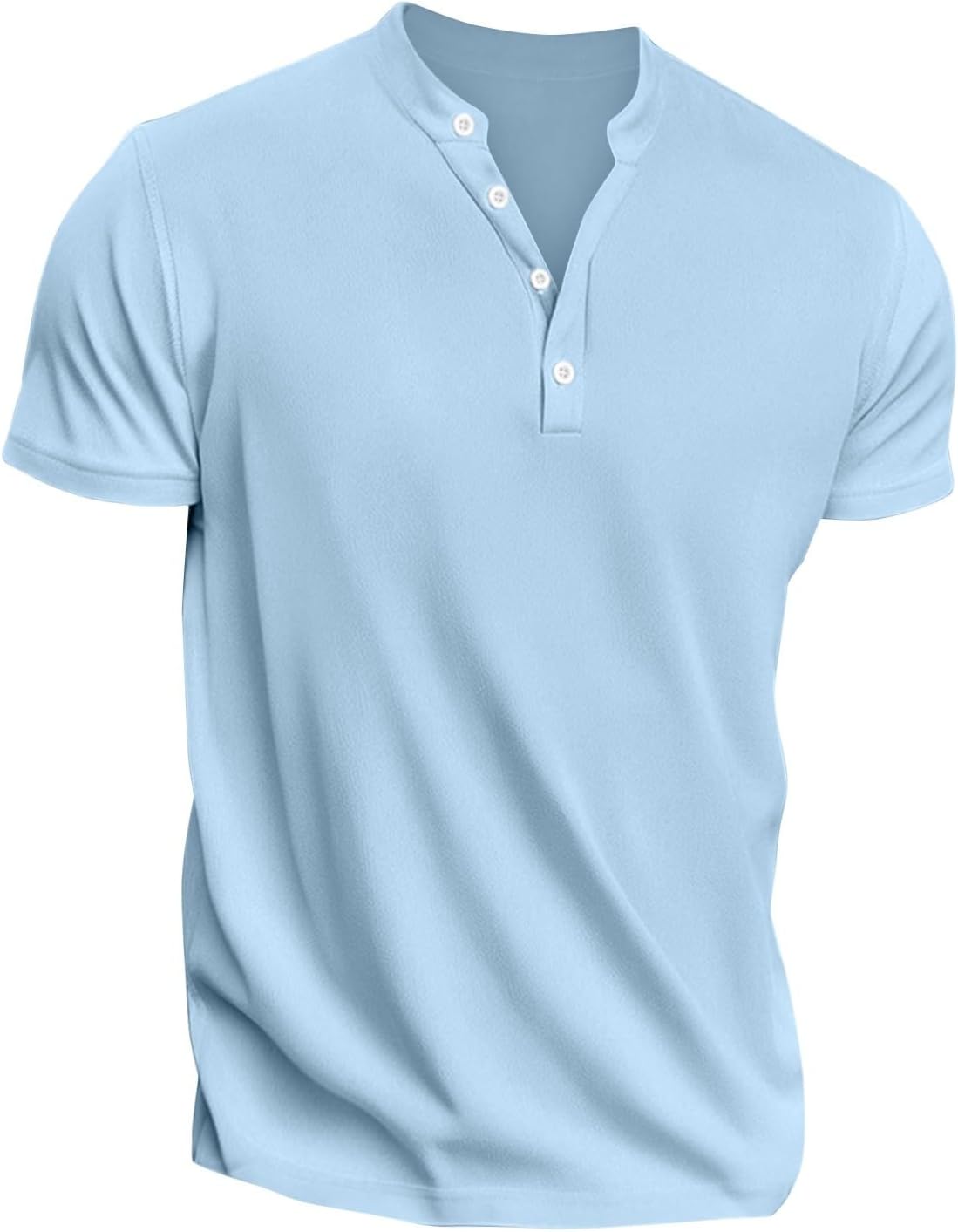 WENKOMG1 Men's Tee Shirts Short Sleeve Henley Shirt Casual Basic Daily Button Tee Top, M-3XL