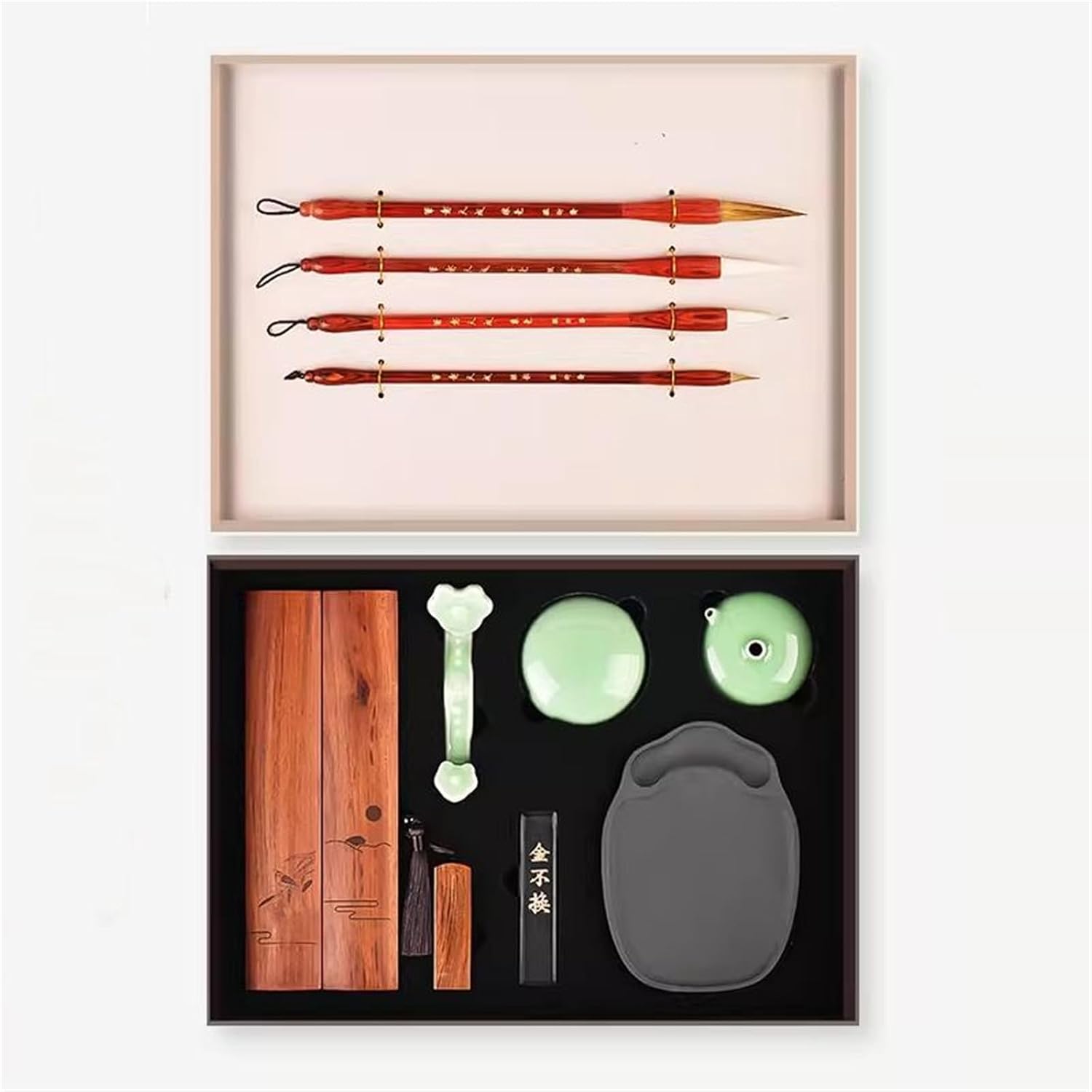 Four Treasures Gift Box with Brush, Ink, Paper, Inkstone Calligraphy Collection 文房四宝套装-shape4