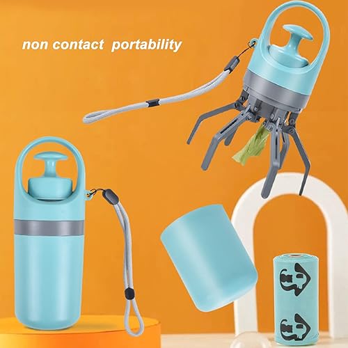 Miniatura 4 de Fabater Recogedor de excrementos de perro, portátil con dispensador de bolsa, recogedor de excrementos sin contacto, herramienta superior para