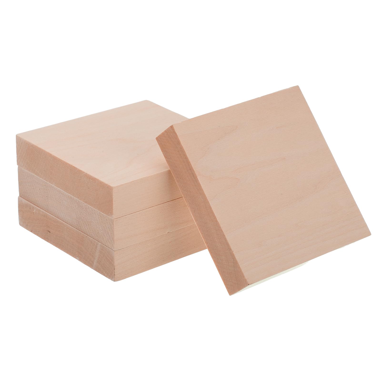 sourcing map 4Pcs Basswood Carving Block, 0.8"x4"x4" Square Wooden Dowels Blocks Wood Pieces for DIY, Arts Decoration, Crafts Whittling, Hand Carved