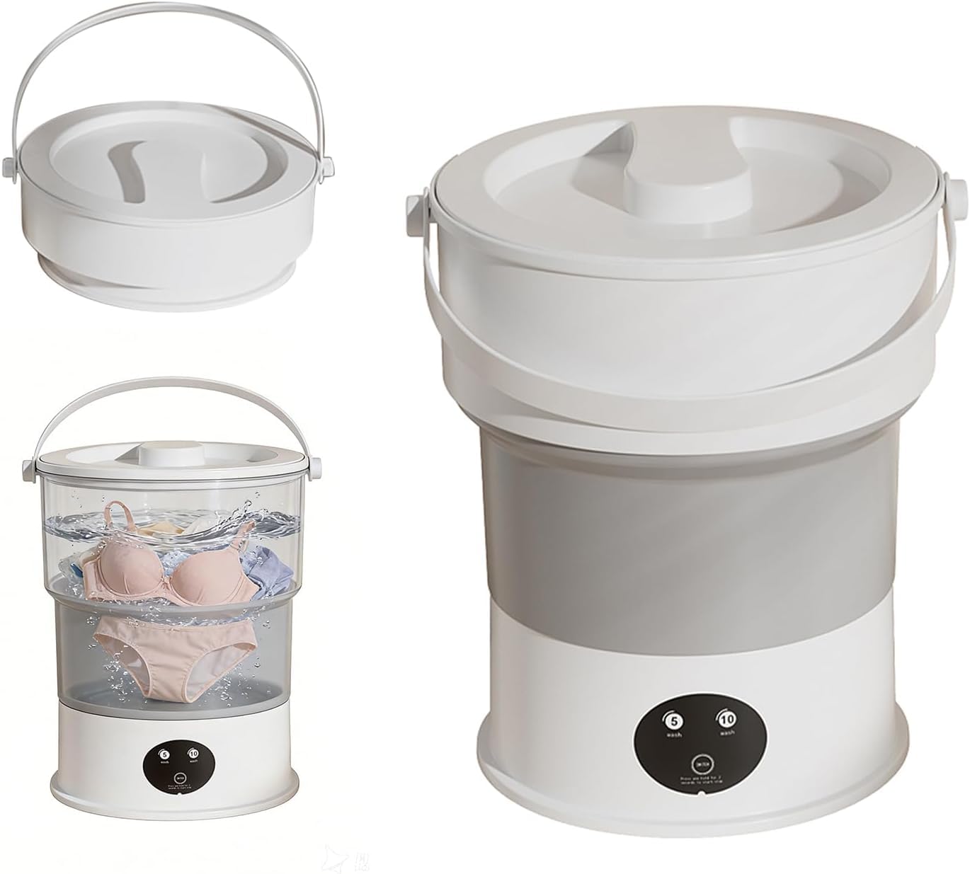 Lavatrice pieghevole portatile, mini lavatrice alimentata tramite USB per viaggi e dormitorio, pulizia delicata per vestiti del bambino, biancheria intima e calzini
