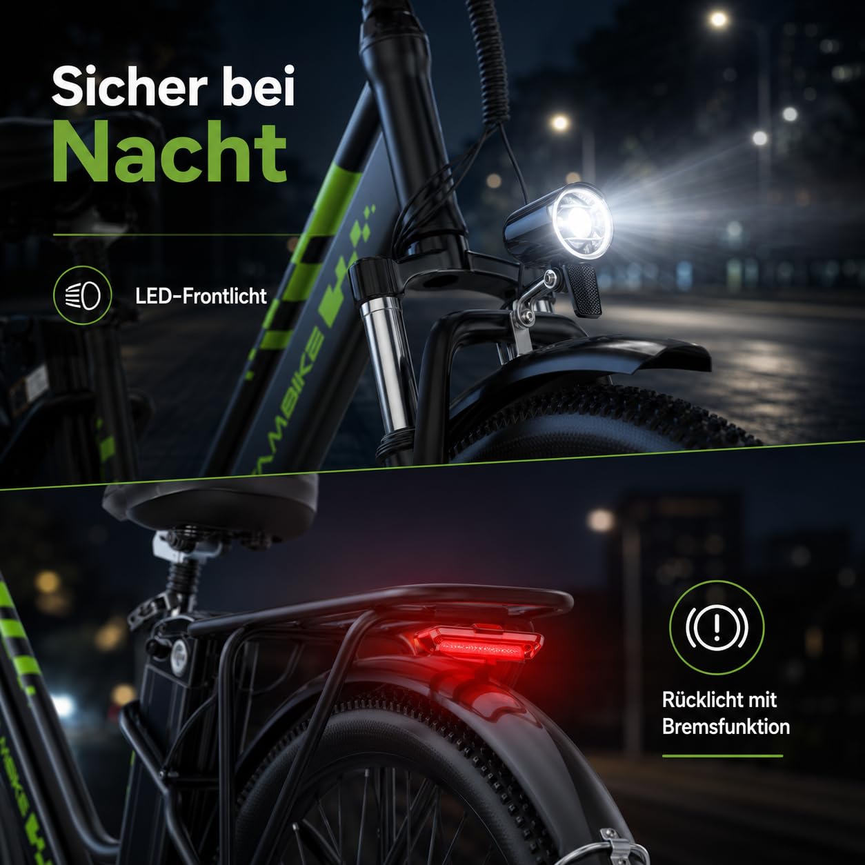 E-Bike 250W Motor 48V20 Akku 7-Gang mit Federdämpfung Scheibenbremsen | 25 km/h Höchstgeschwindigkeit, 100-120 km Reichweite, Scheibenbremsen, Herren & Damen, Stadt & Gelände